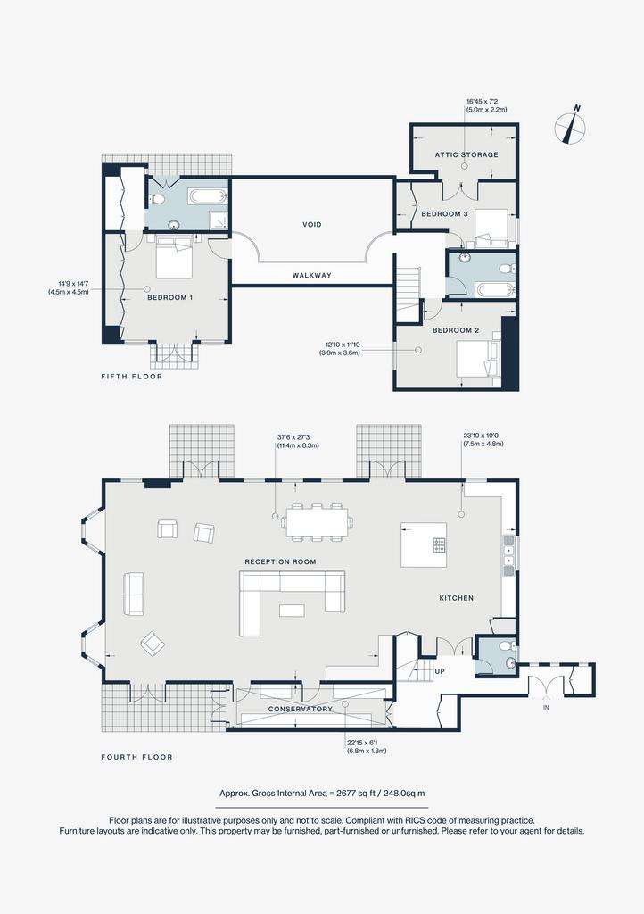 3 bedroom penthouse apartment to rent - floorplan