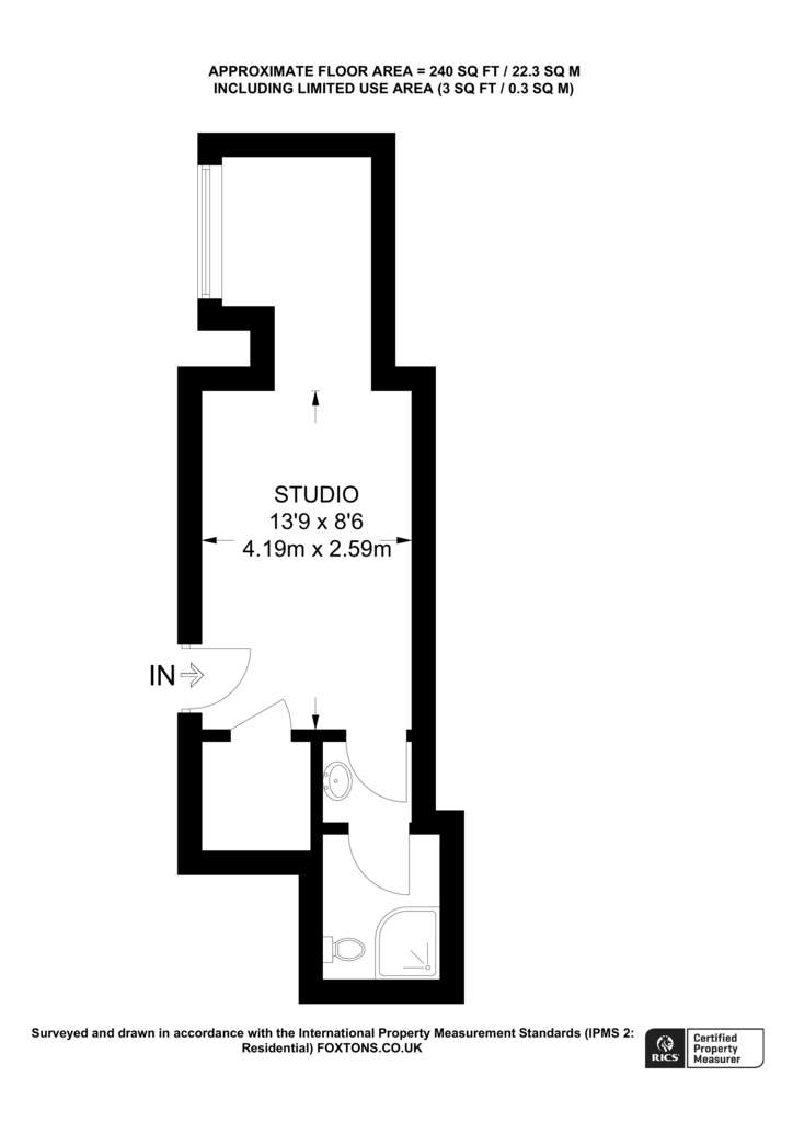 Studio flat to rent - floorplan