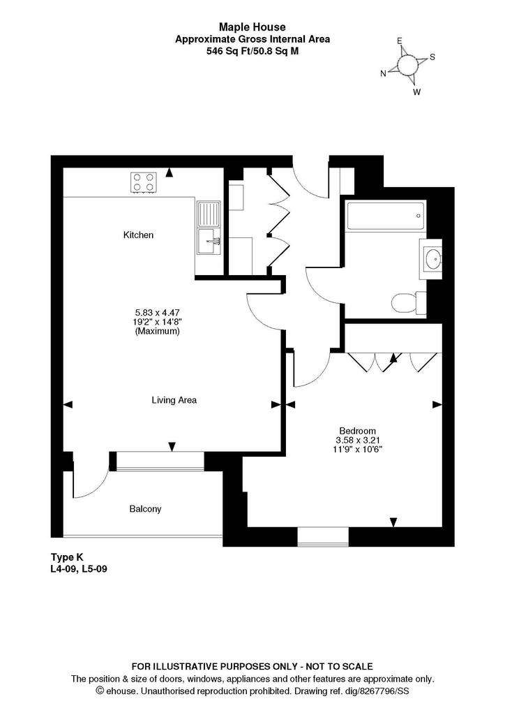 1 bedroom flat to rent - floorplan