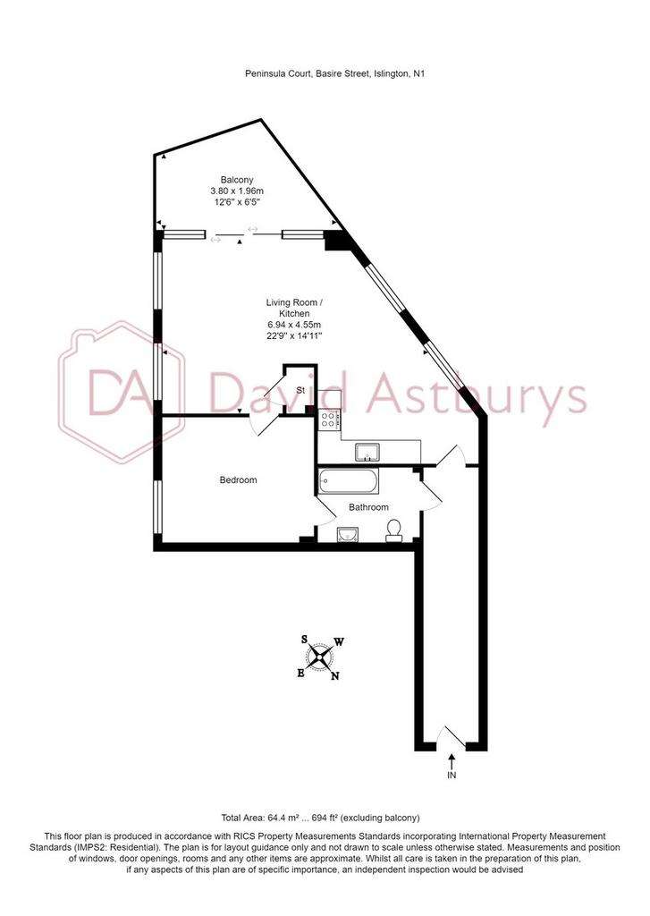 1 bedroom flat to rent - floorplan