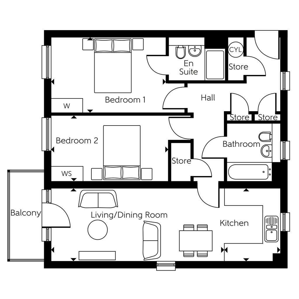 2 bedroom flat for sale - floorplan