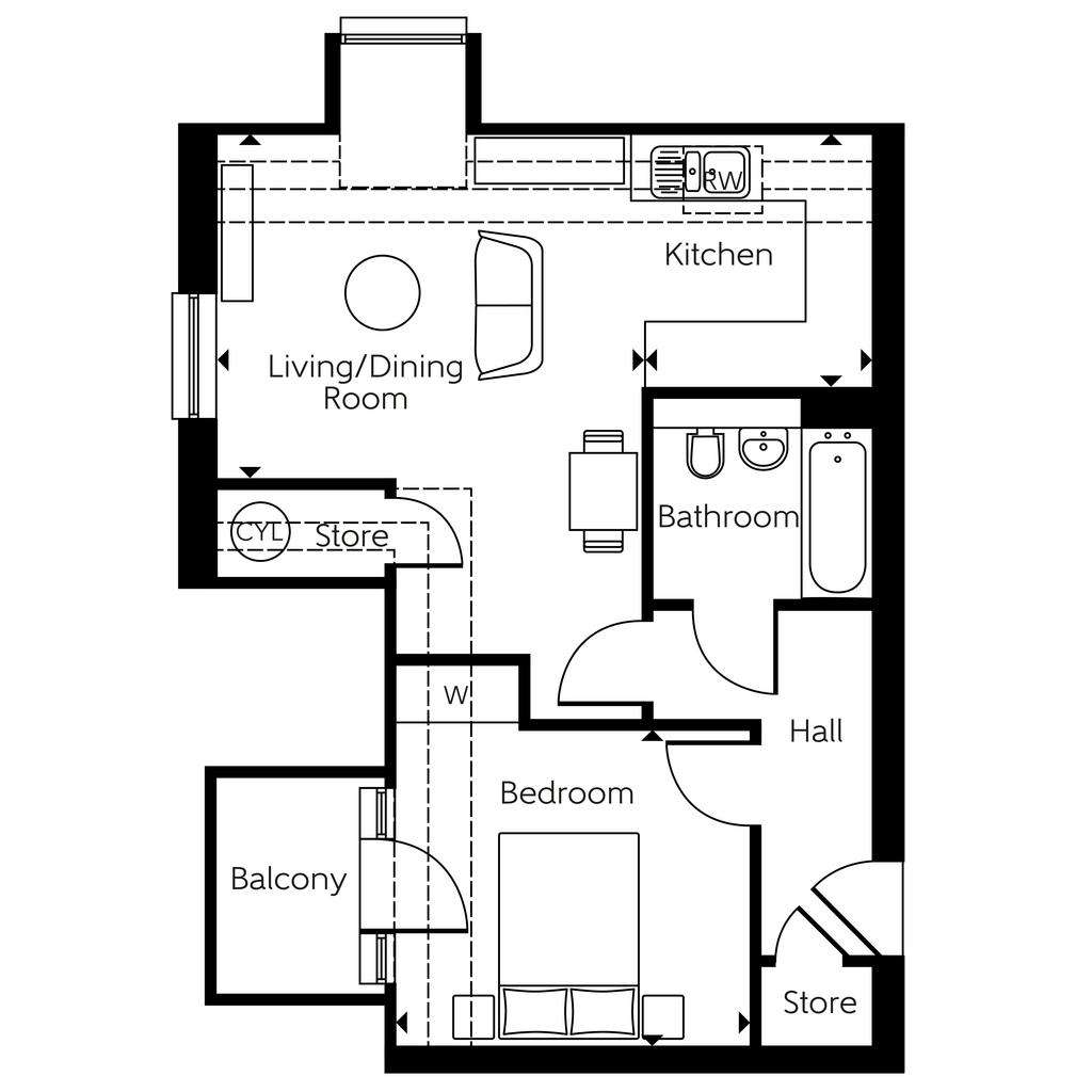 1 bedroom flat for sale - floorplan