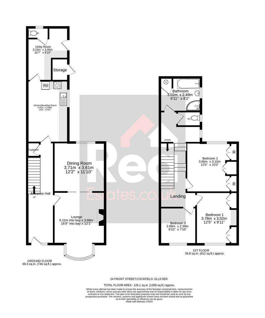 3 bedroom terraced house for sale - floorplan