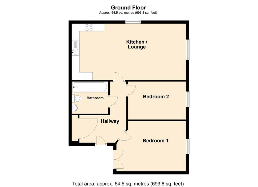 2 bedroom flat for sale - floorplan
