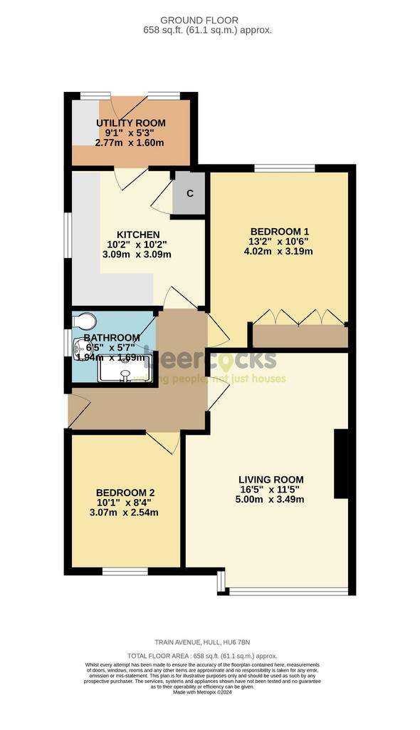 2 bedroom semi-detached bungalow for sale - floorplan