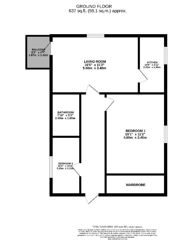 2 bedroom flat for sale - floorplan