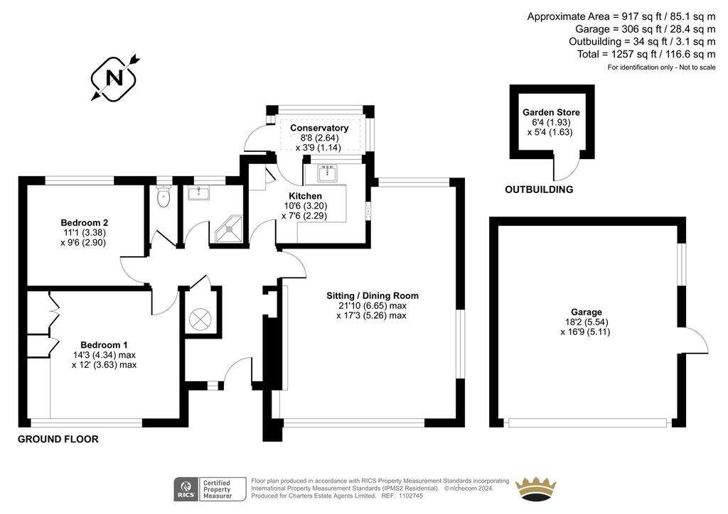 2 bedroom bungalow for sale - floorplan