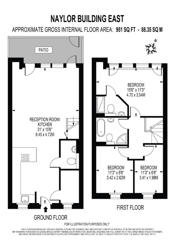 3 bedroom flat for sale - floorplan