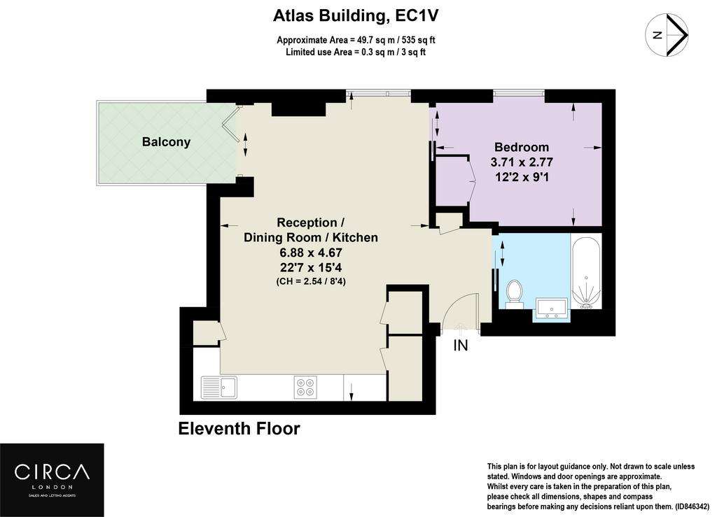 1 bedroom flat to rent - floorplan