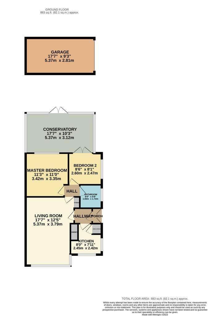 2 bedroom semi-detached bungalow for sale - floorplan