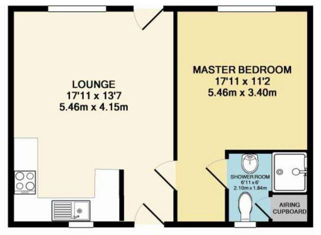 1 bedroom detached bungalow to rent - floorplan