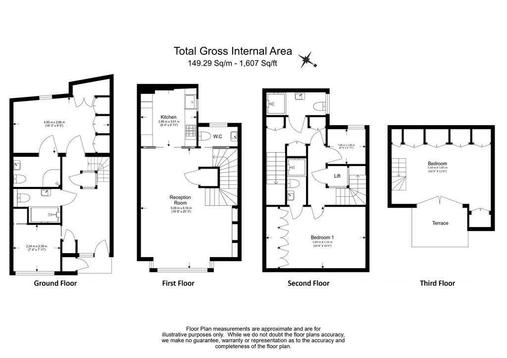 4 bedroom mews house to rent - floorplan
