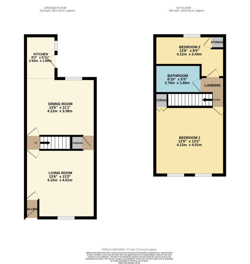 2 bedroom end of terrace house for sale - floorplan