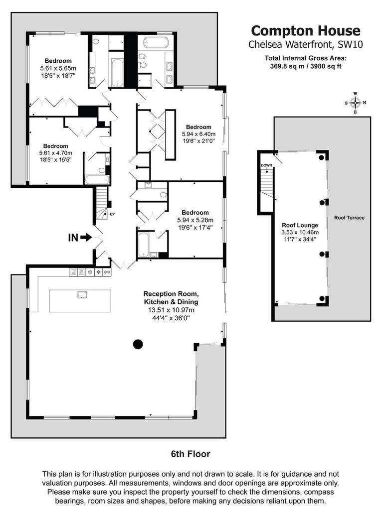 4 bedroom penthouse apartment to rent - floorplan