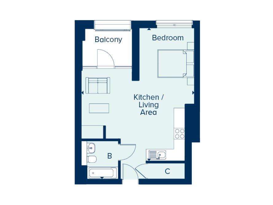 1 bedroom flat for sale - floorplan