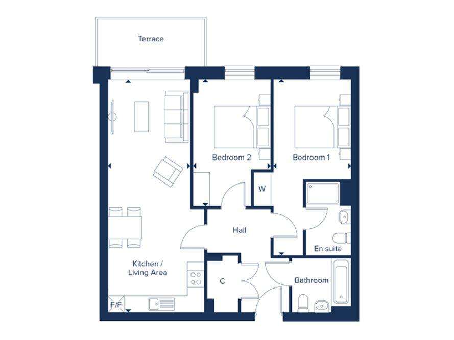 2 bedroom flat for sale - floorplan