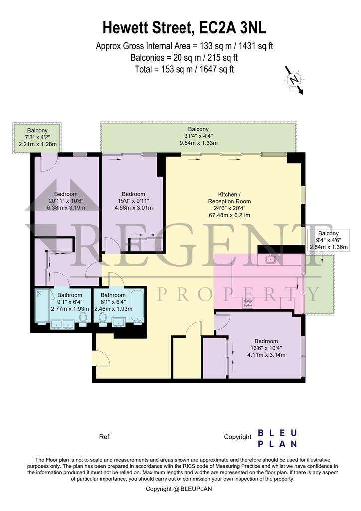 3 bedroom flat to rent - floorplan