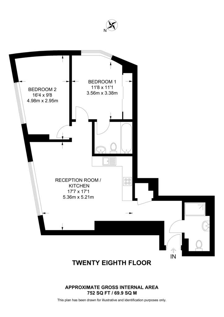 2 bedroom flat to rent - floorplan