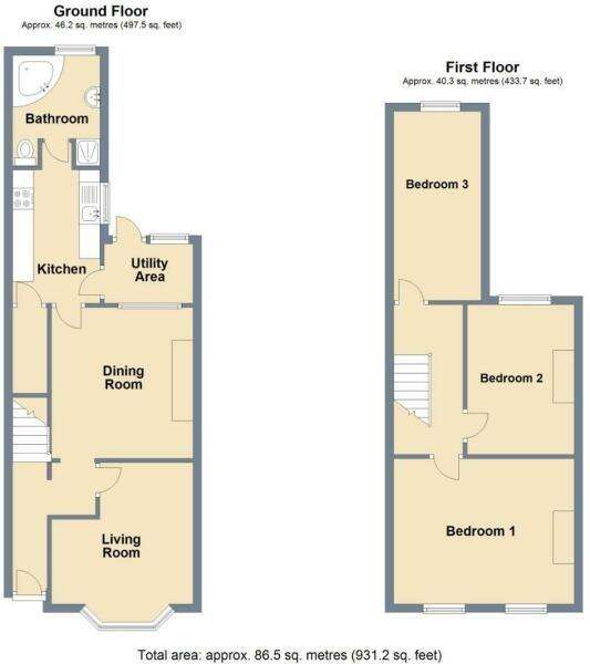 3 bedroom terraced house to rent - floorplan