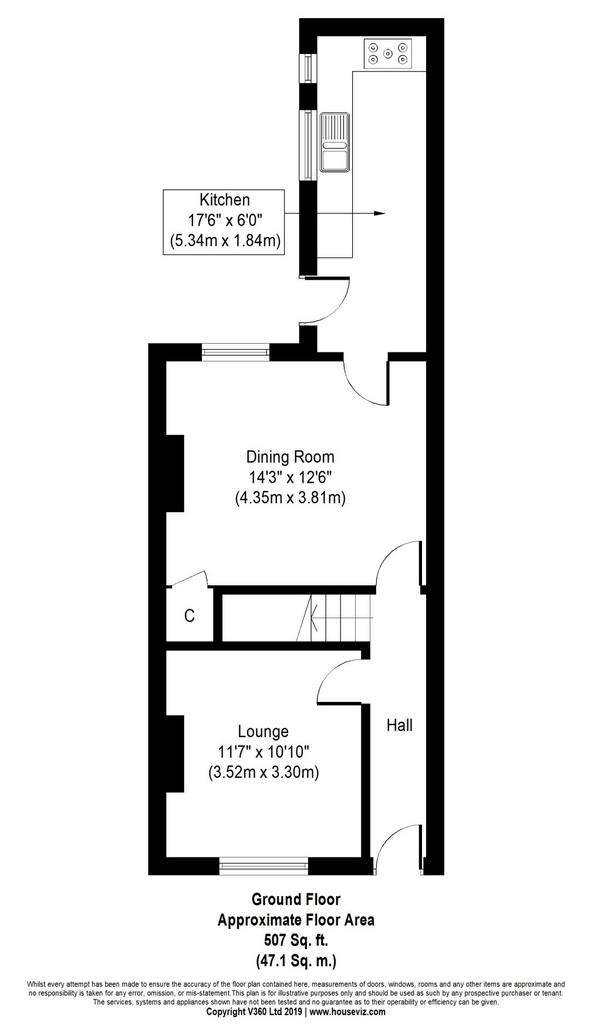 2 bedroom terraced house to rent - floorplan