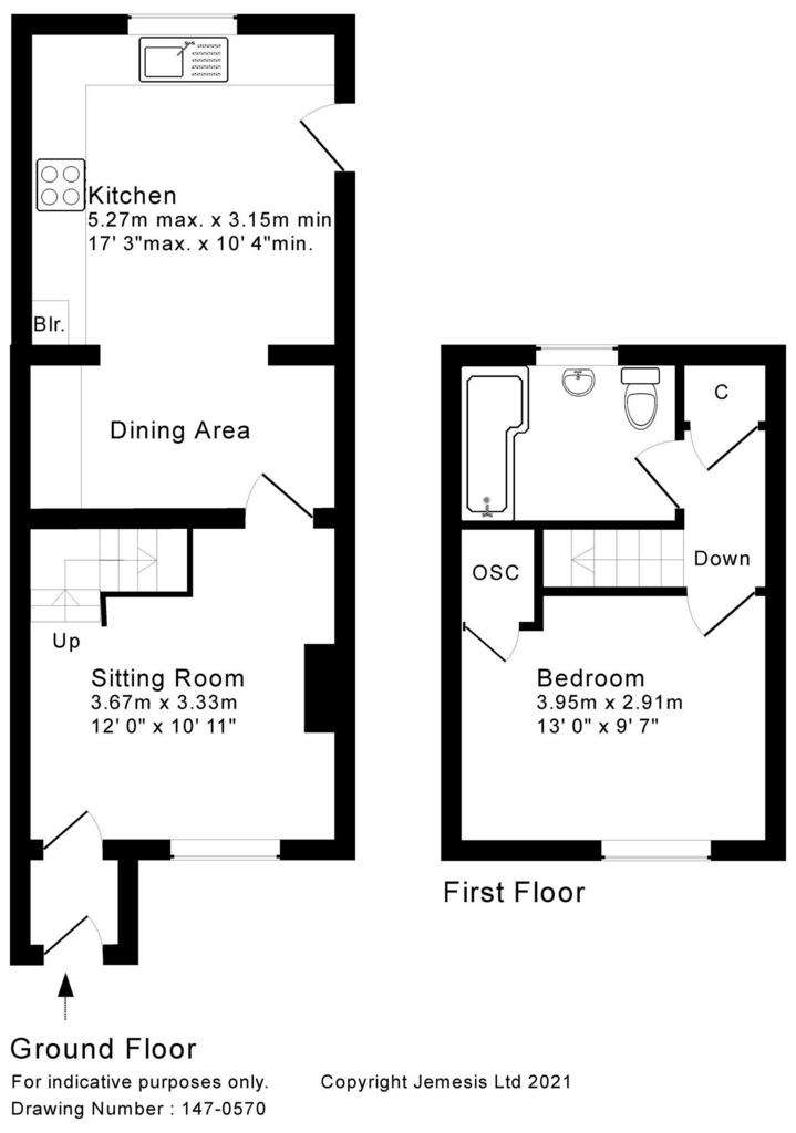 1 bedroom end of terrace house for sale - floorplan