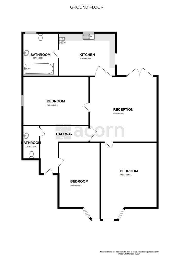 3 bedroom flat to rent - floorplan