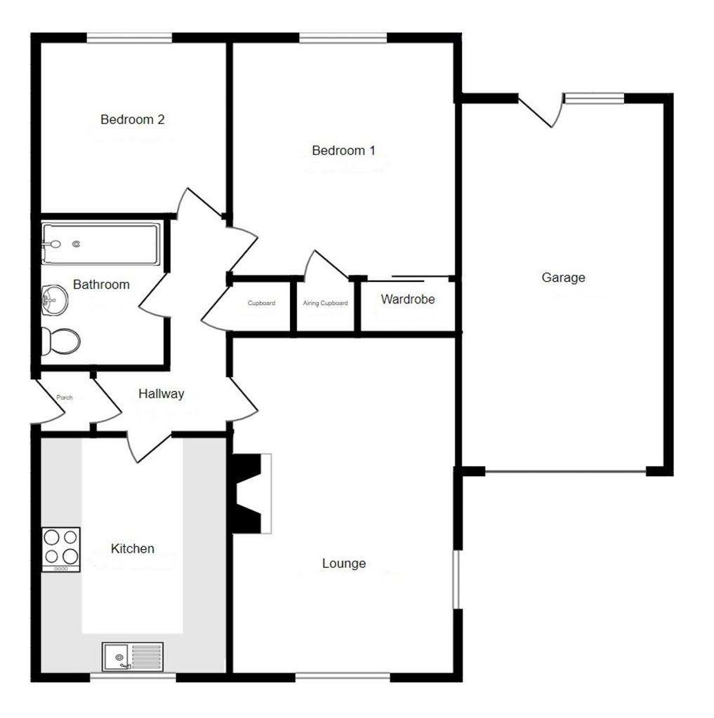 2 bedroom semi-detached bungalow for sale - floorplan