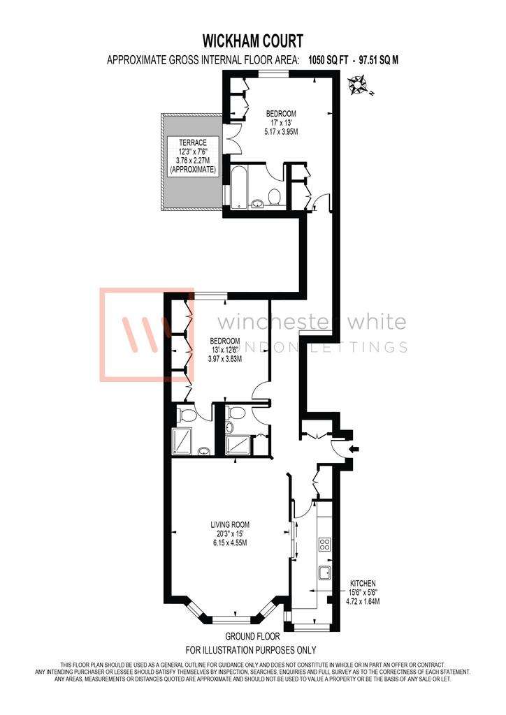 2 bedroom flat to rent - floorplan