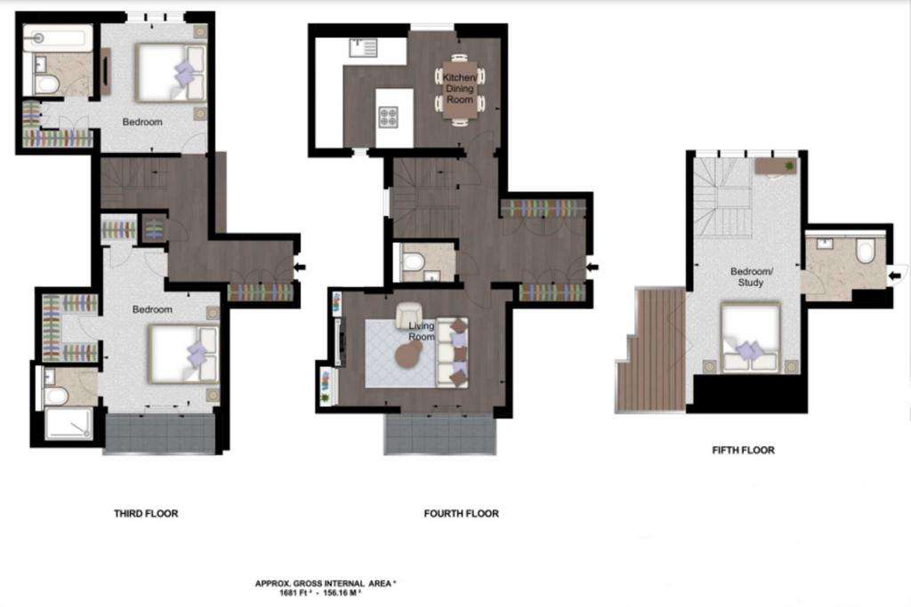 3 bedroom flat to rent - floorplan