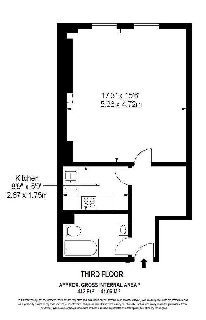 Studio flat to rent - floorplan