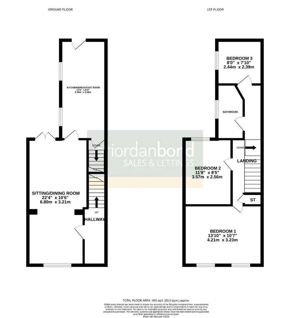 3 bedroom terraced house for sale - floorplan