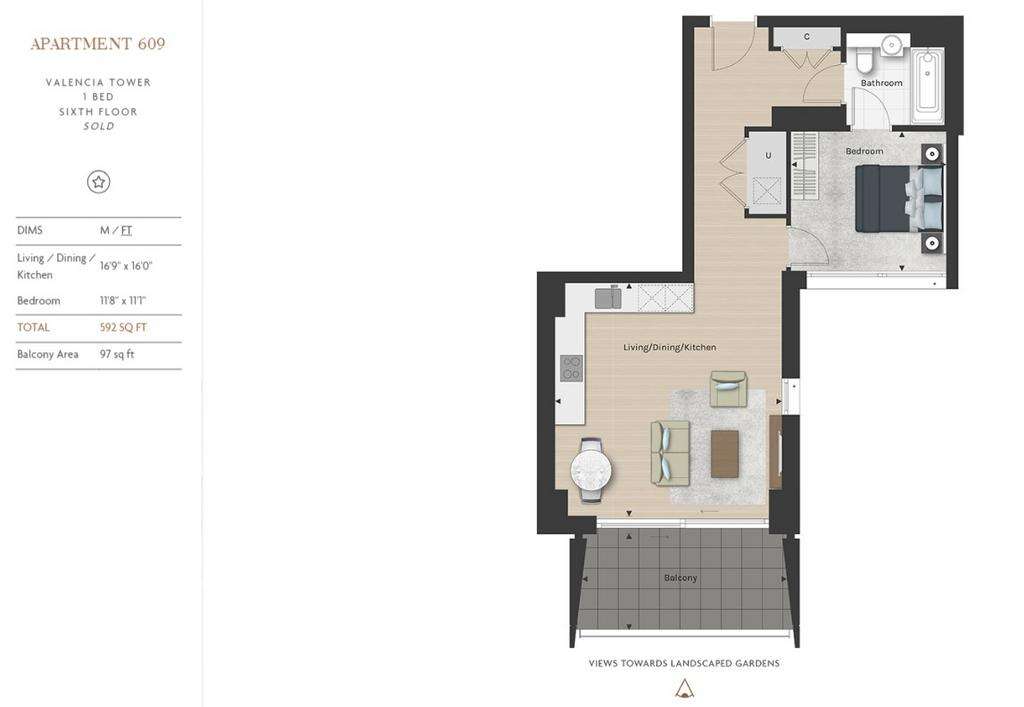 1 bedroom flat for sale - floorplan