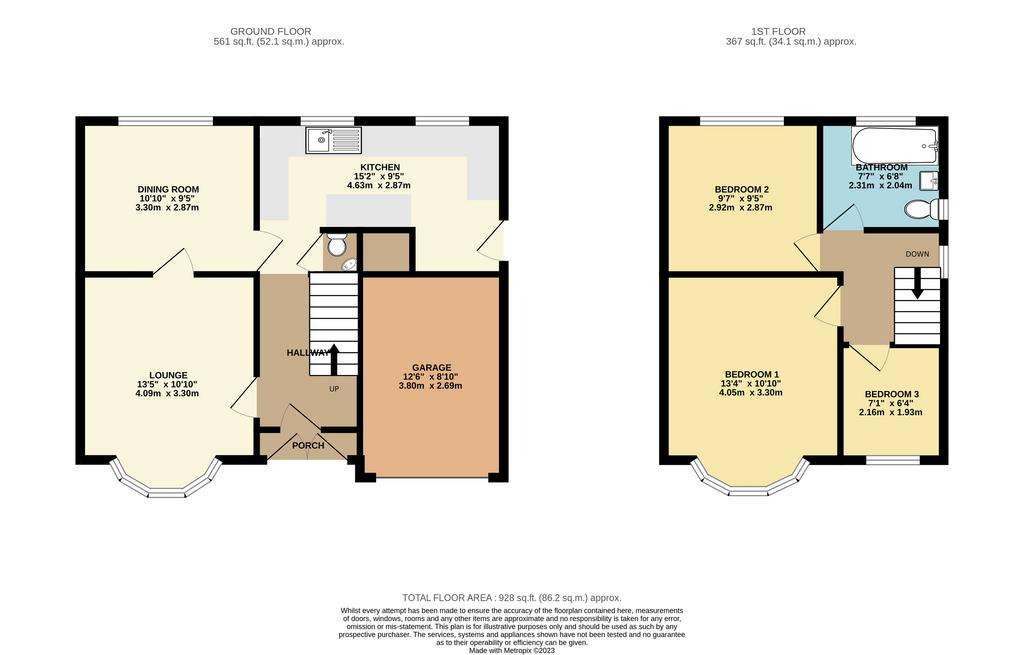 3 bedroom semi-detached house for sale - floorplan