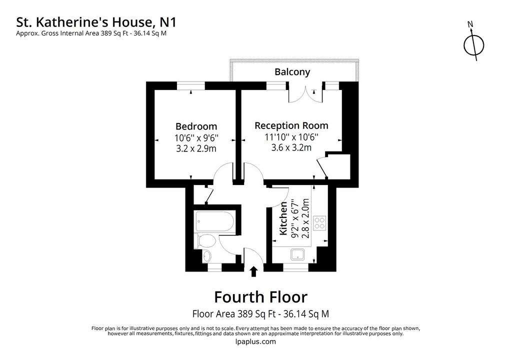 1 bedroom flat to rent - floorplan