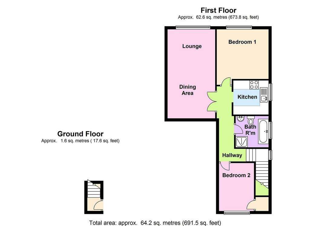 2 bedroom maisonette to rent - floorplan