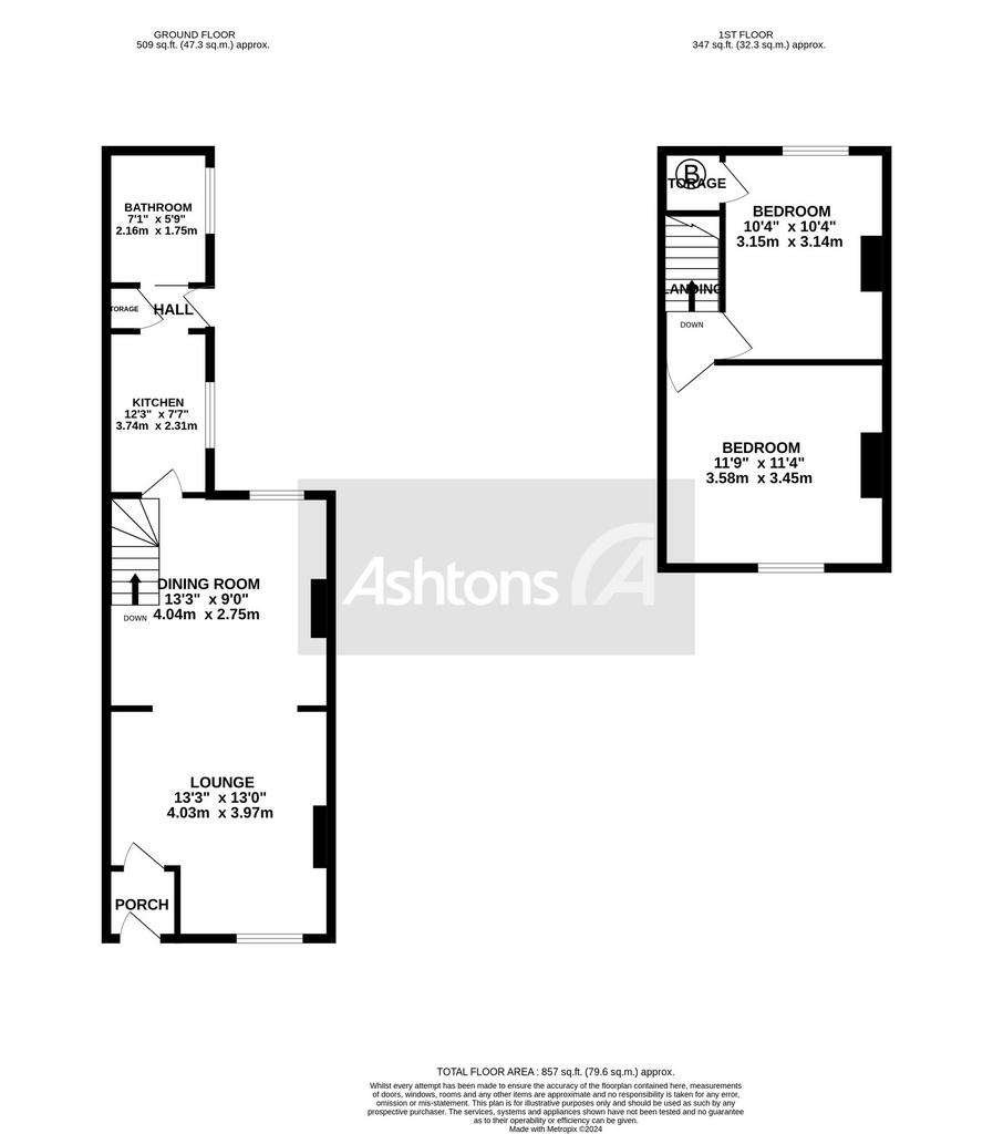 2 bedroom terraced house for sale - floorplan