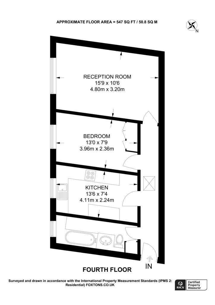 1 bedroom flat to rent - floorplan