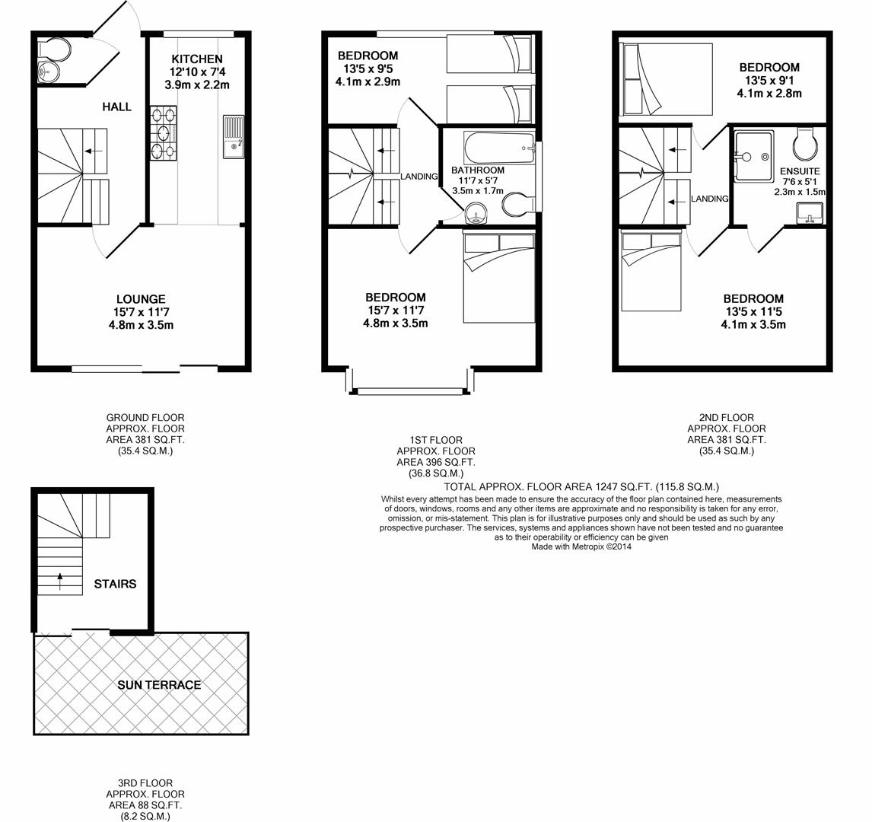 5 bedroom town house for sale - floorplan