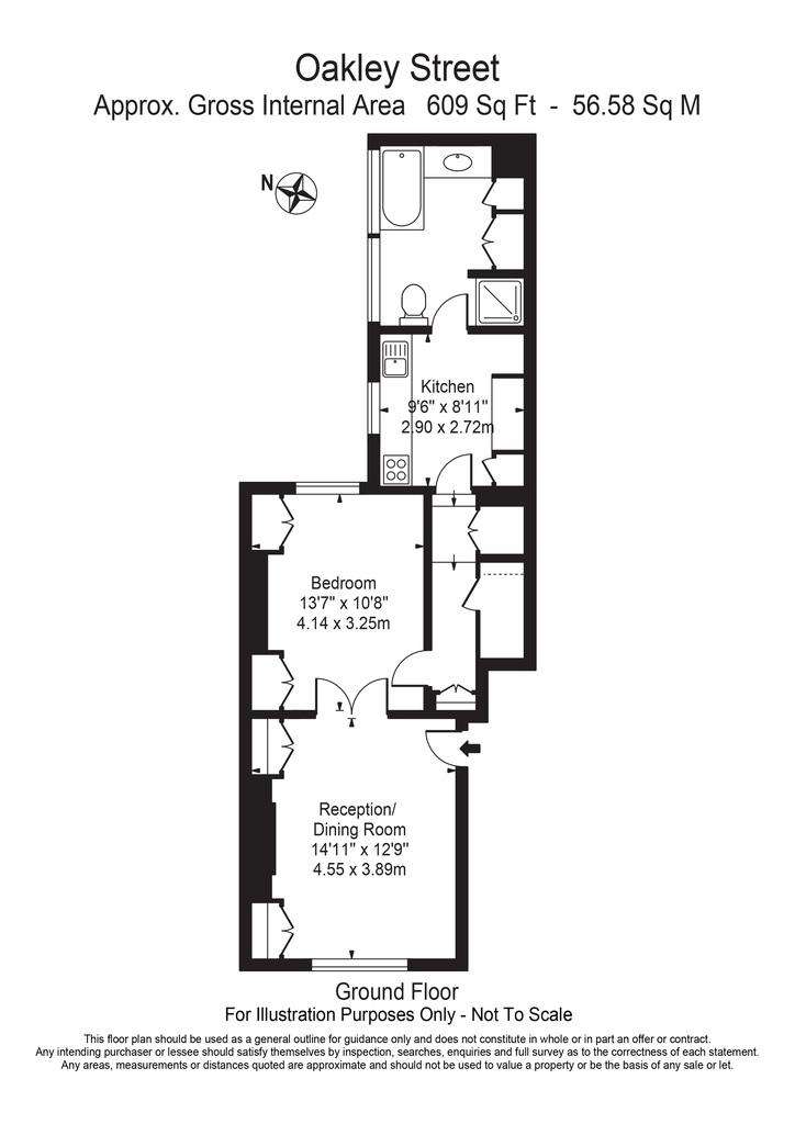 1 bedroom flat to rent - floorplan