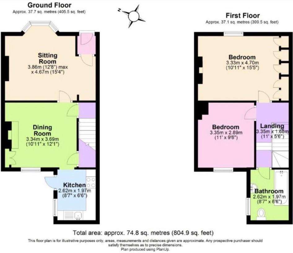 2 bedroom end of terrace house to rent - floorplan