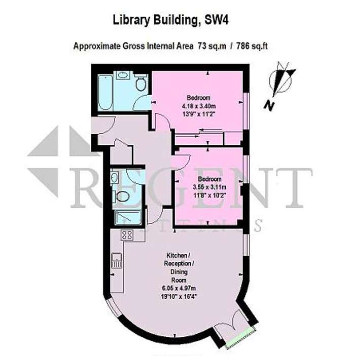 2 bedroom flat to rent - floorplan