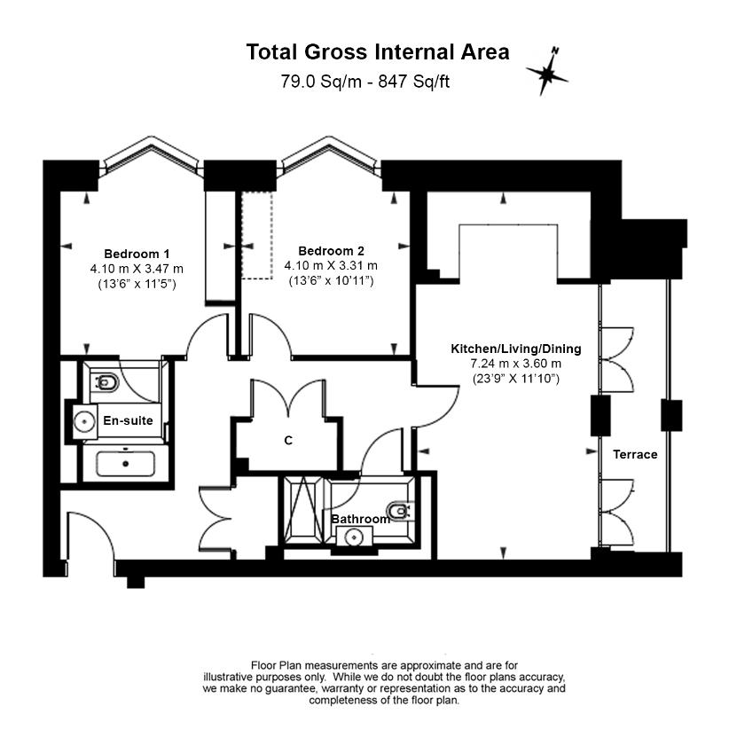 2 bedroom flat for sale - floorplan