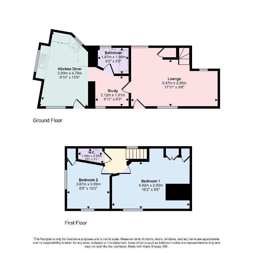 2 bedroom semi-detached house for sale - floorplan