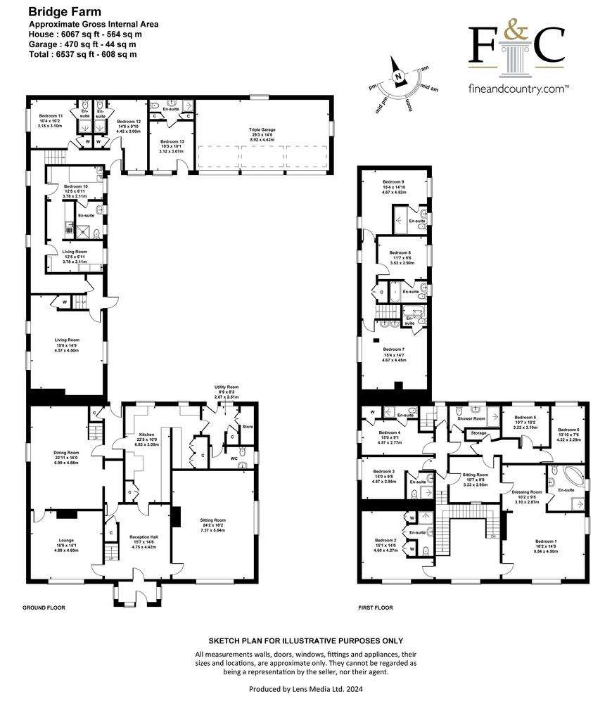 13 bedroom detached house for sale - floorplan