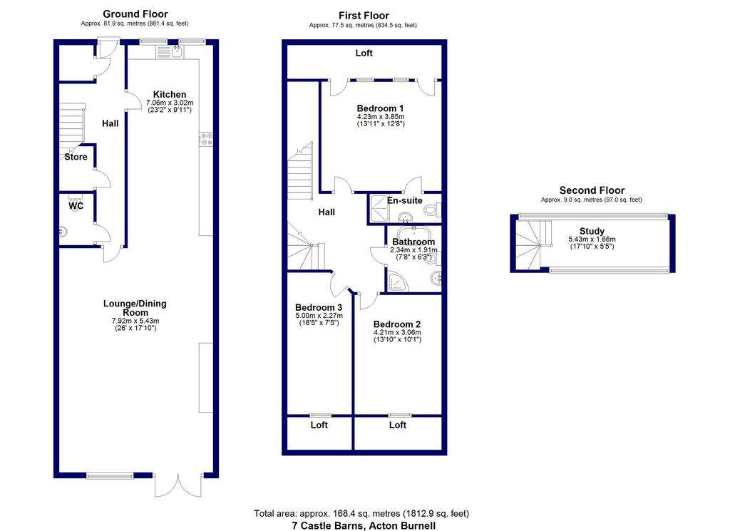 3 bedroom barn conversion to rent - floorplan