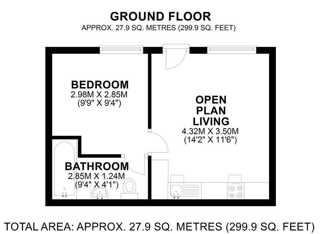 1 bedroom bungalow to rent - floorplan