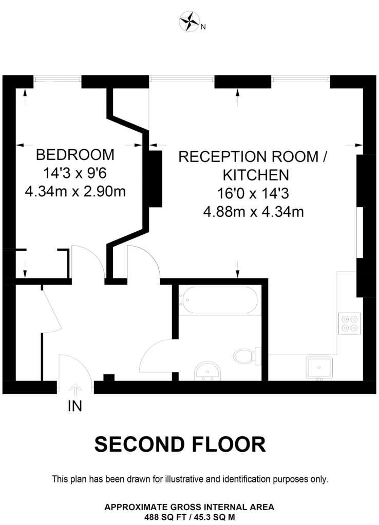 1 bedroom flat to rent - floorplan