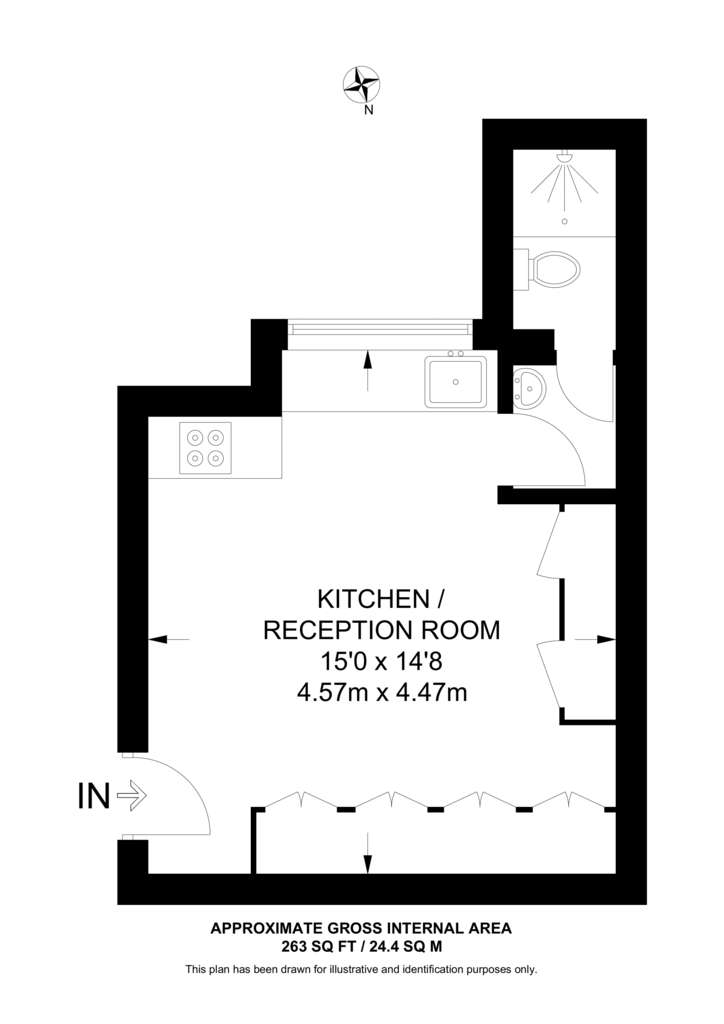 Studio flat to rent - floorplan