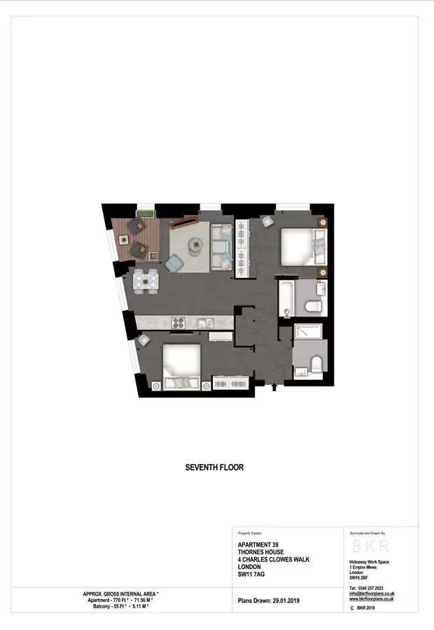 2 bedroom flat to rent - floorplan