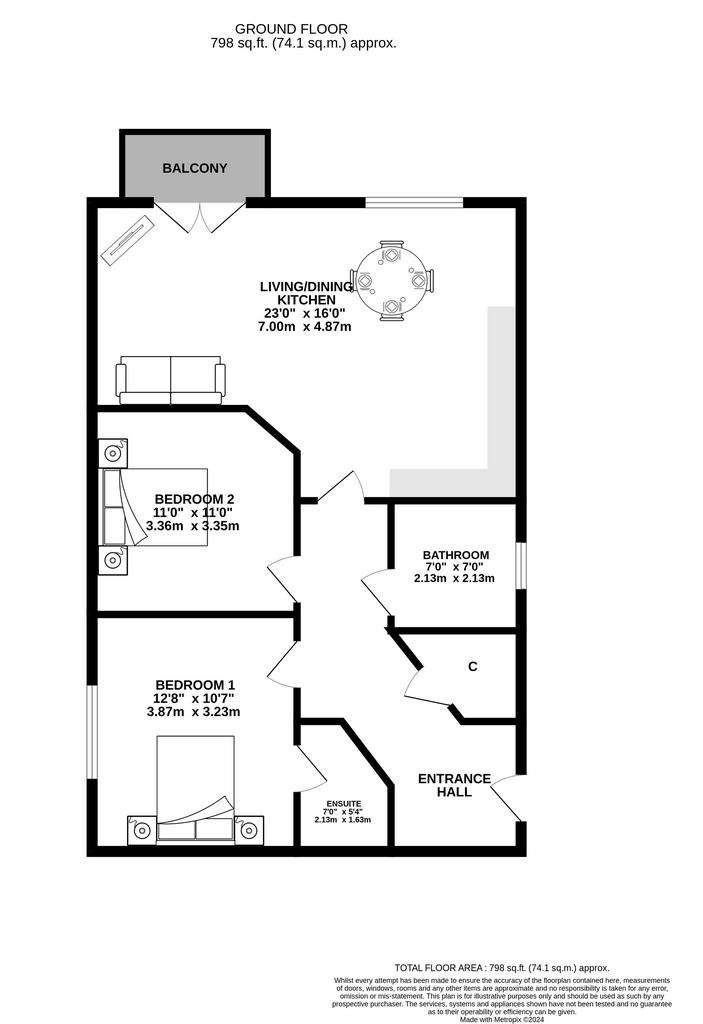 2 bedroom flat for sale - floorplan